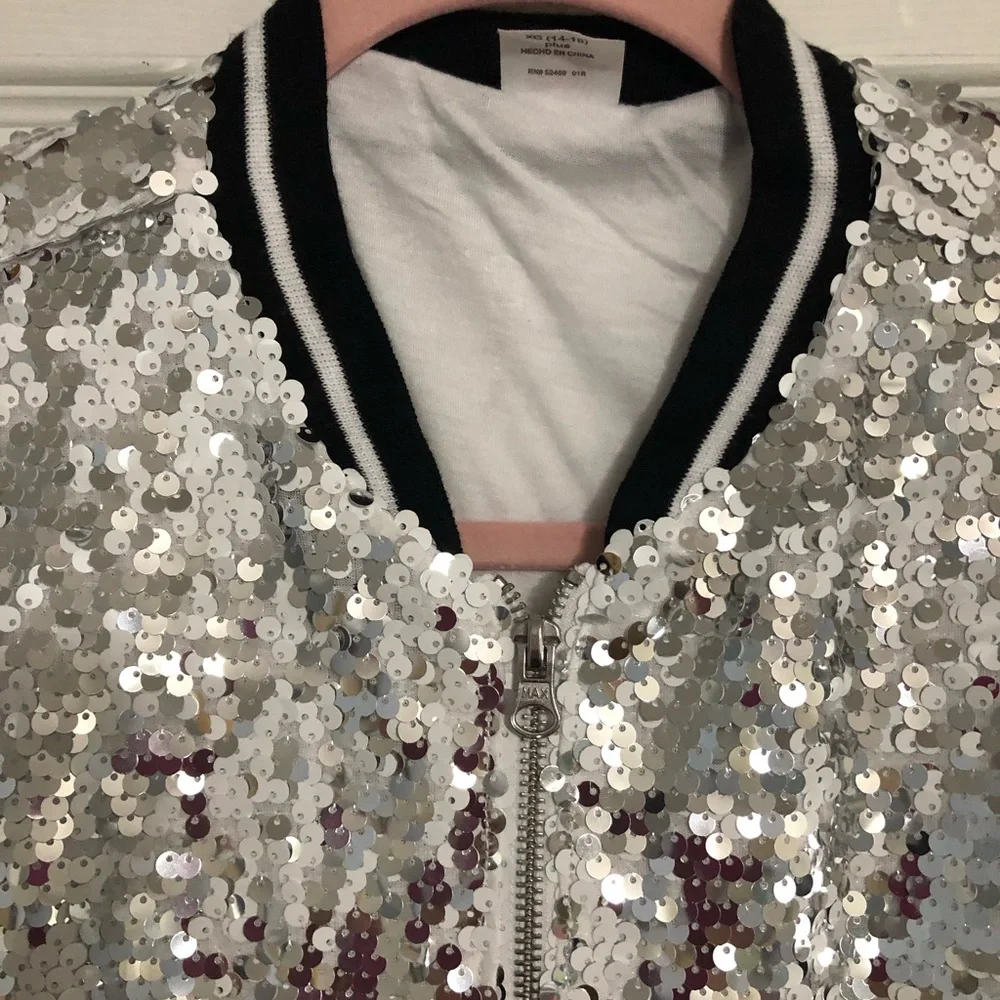 Wonder nation NWT sequin flippable plus size girls XL 14/16 full zip‎ up jacket